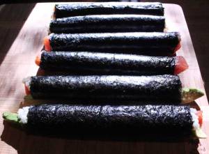 sushi rolls, uncut